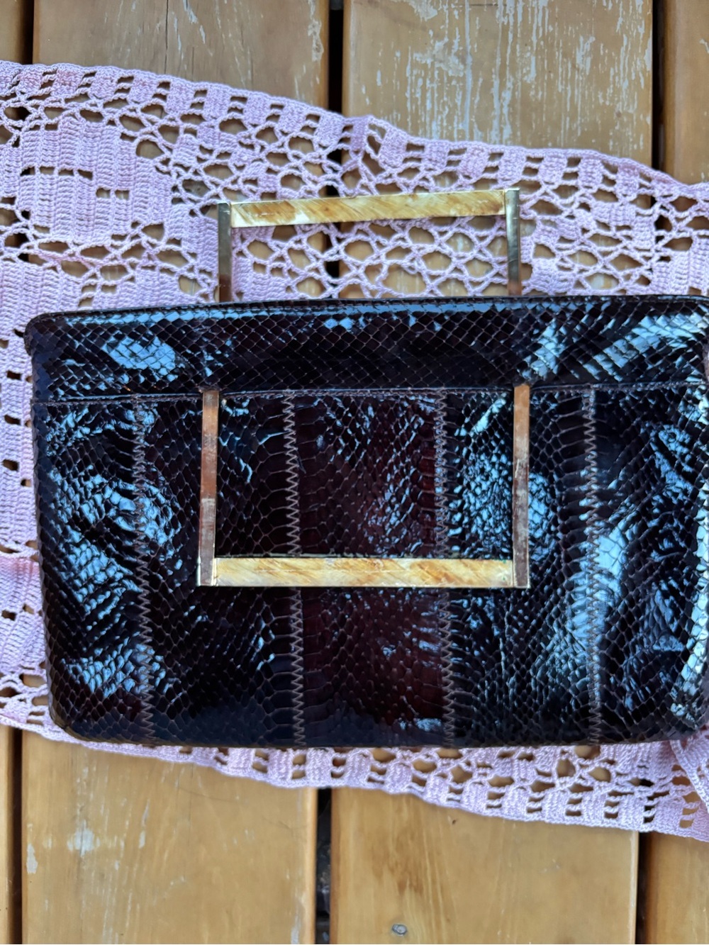 Vintage ALNI Spain Genuine Python Skin Leather Clutch / Evening Bag - Rare - Picture 8 of 9
